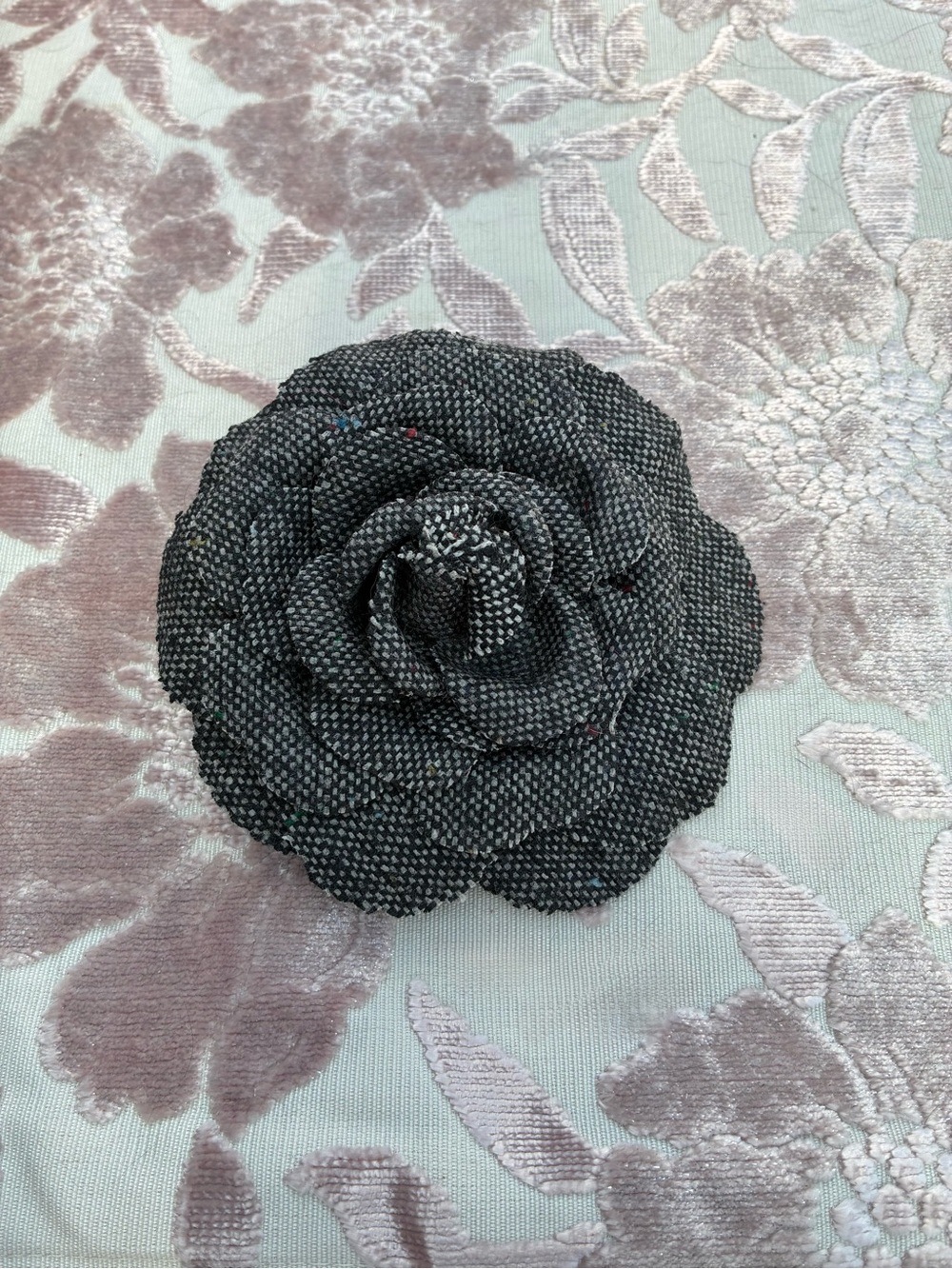 Black Fabric Rose Brooch - Elegant Women’s Jewelry